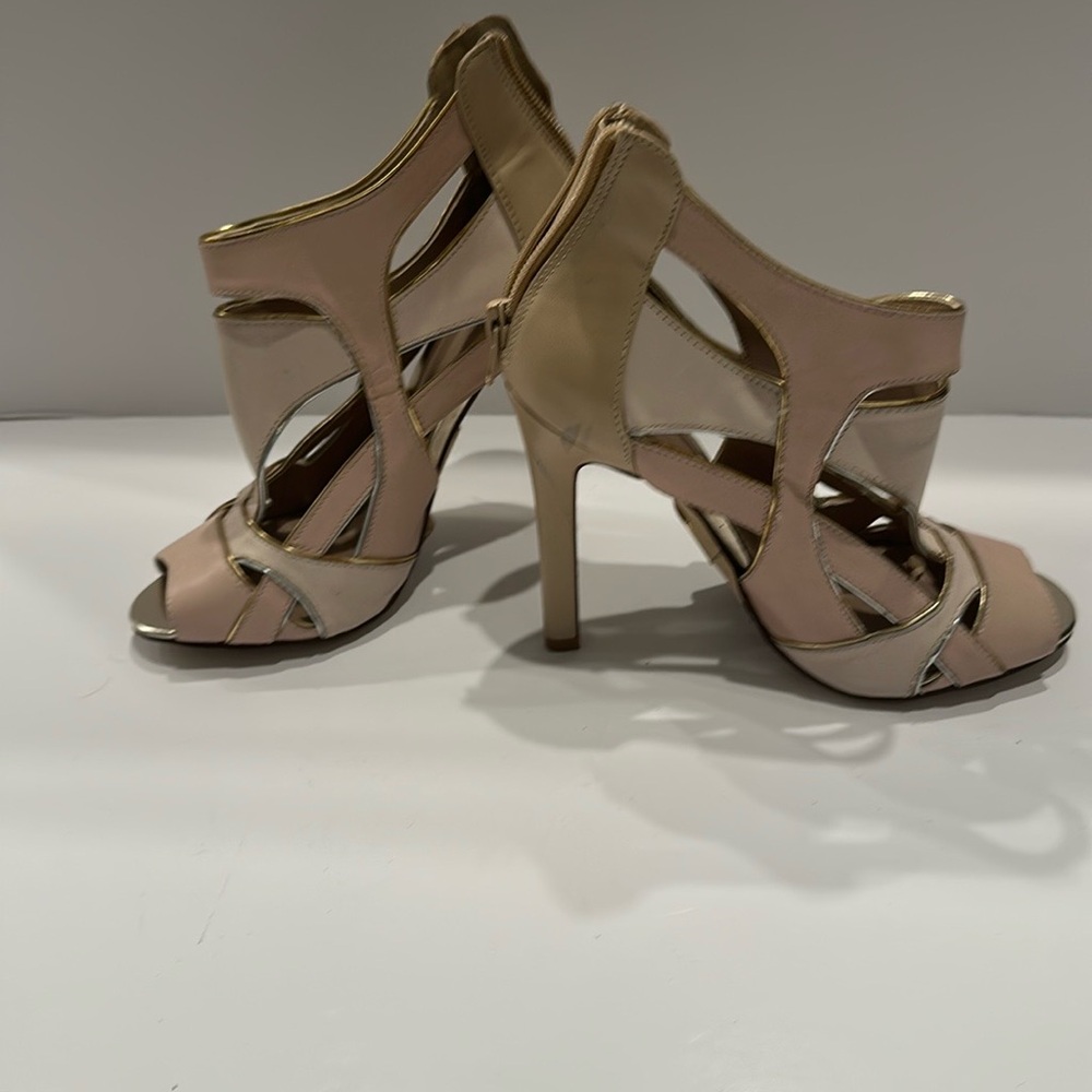 Tan and Cream Strappy High Heels